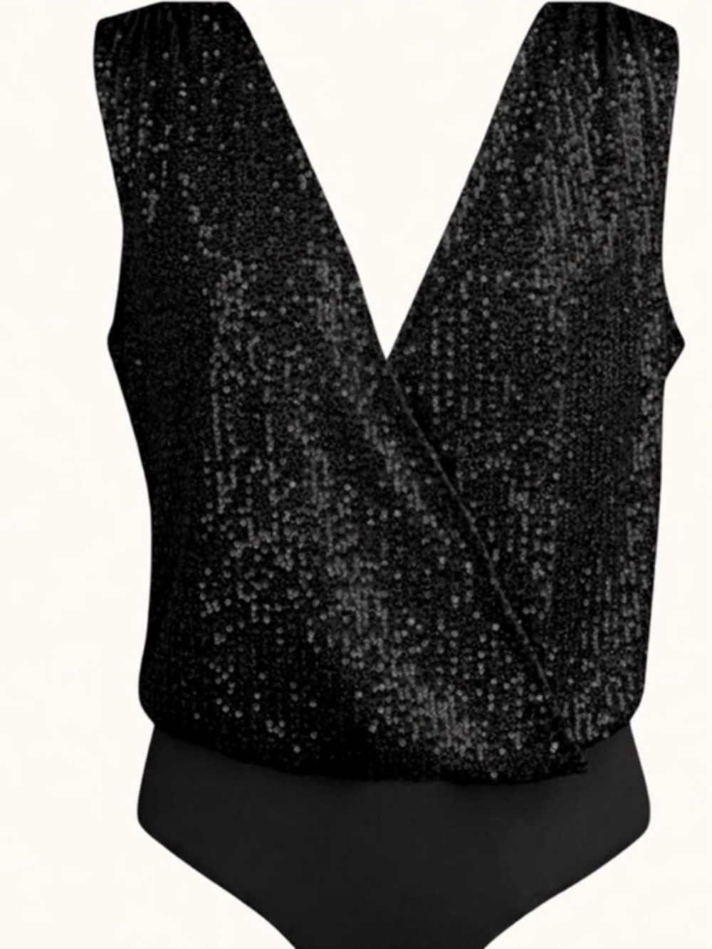 Gilli Black Sequin V-Neck Bodysuit